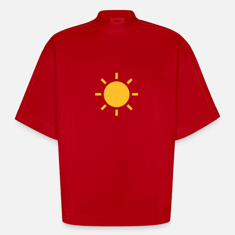 Symbole de temps - soleil - T-shirt bio épais oversize Boxy fabriqué en UE - rouge