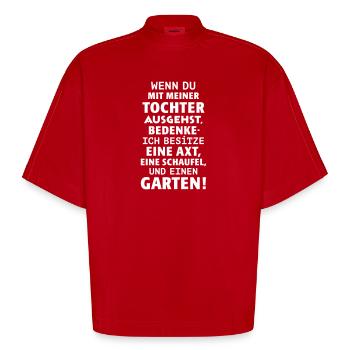 Vater Tochter Date Axt Beil Schaufel Garten Single - Heavyweight Oversized Organic Boxy T-Shirt Made in EU - Rot - Vorne