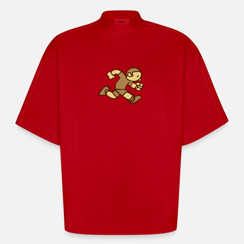 tegning løping jogging løp morsom vintage run - Heavyweight Oversized Organic Boxy T-skjorte produsert i EU - rød