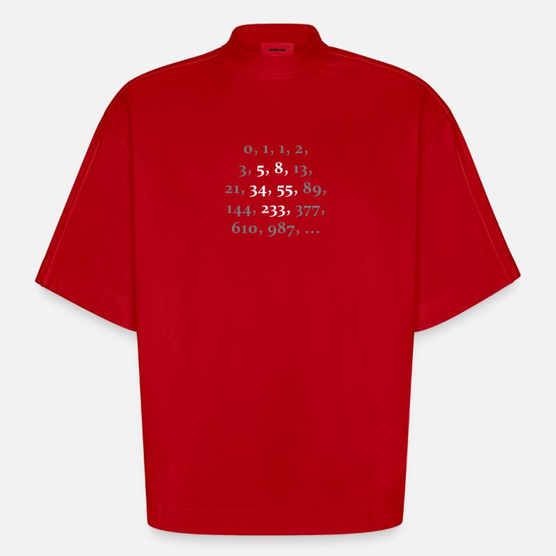 fibonacci sequence (2c) - T-shirt bio épais oversize Boxy fabriqué en UE - rouge