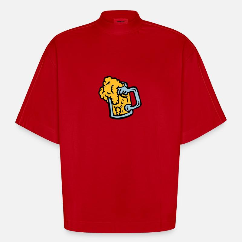 Alkohol, Bier, Bierglas Blende 409 - Heavyweight Oversized Organic Boxy T-Shirt Made in EU - Rot