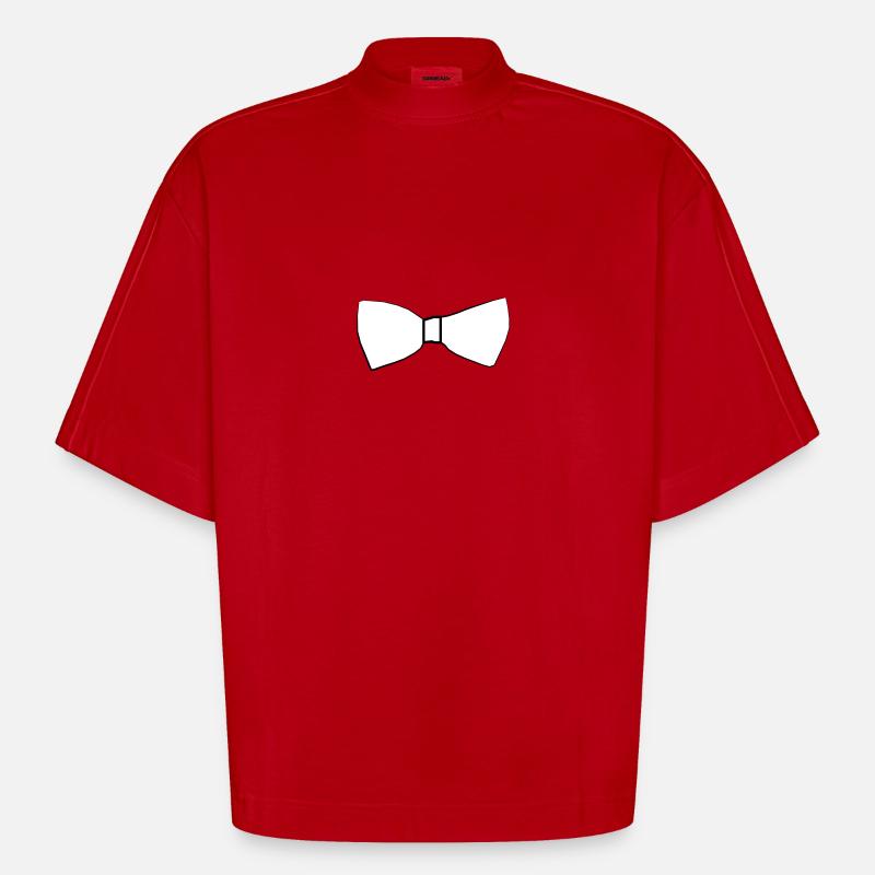 Faux black bow tie - Heavyweight Oversized Organic Boxy T-Shirt Made in EU - red
