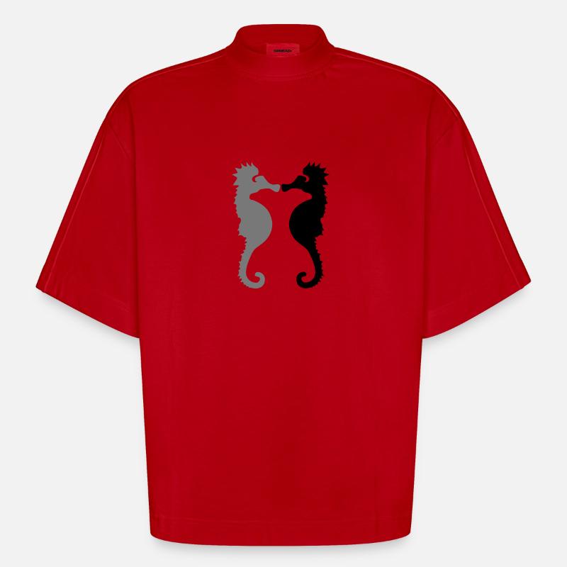 seepferdchen - Heavyweight Oversized Organic Boxy T-Shirt Made in EU - Rot