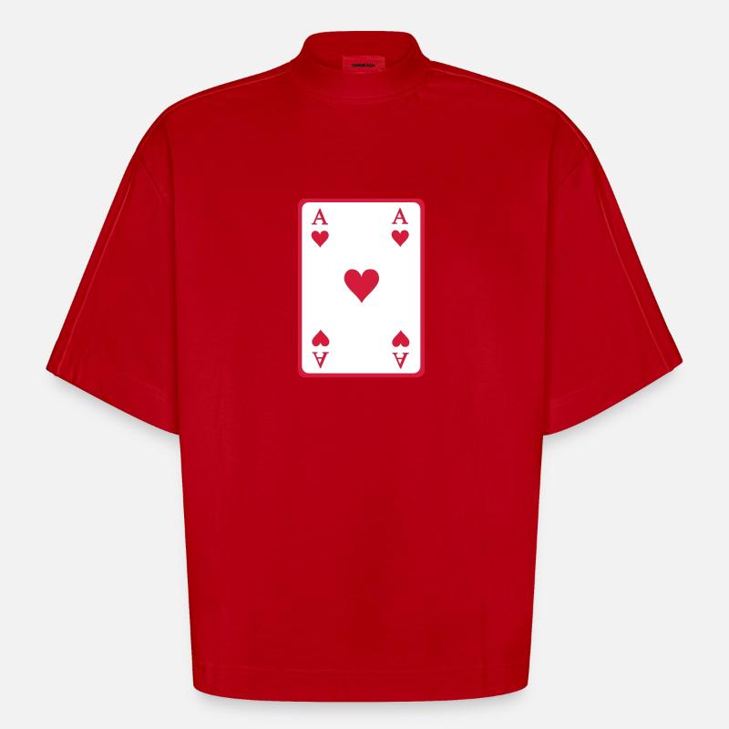 Poker Ass - Heavyweight Oversized Organic Boxy T-Shirt Made in EU - Rot