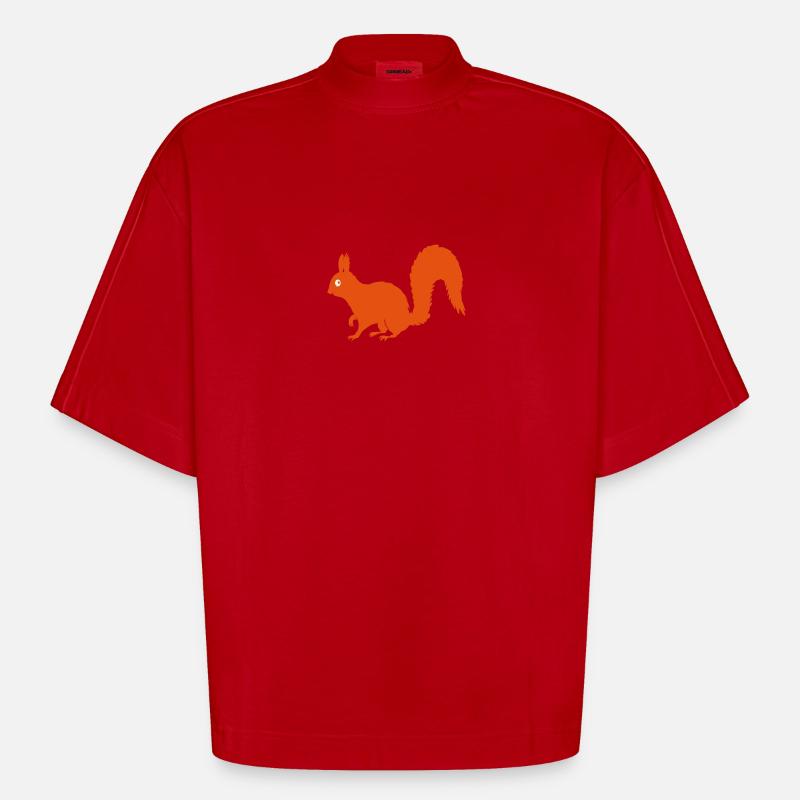 Rotes Eichhorn - Heavyweight Oversized Organic Boxy T-Shirt Made in EU - Rot