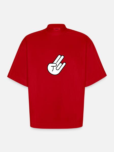 JDM main 2c - T-shirt bio épais oversize Boxy fabriqué en UE - rouge