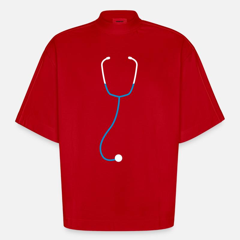 stethoscope stetoskop - Heavyweight oversized organic boxy T-shirt made in EU - rød