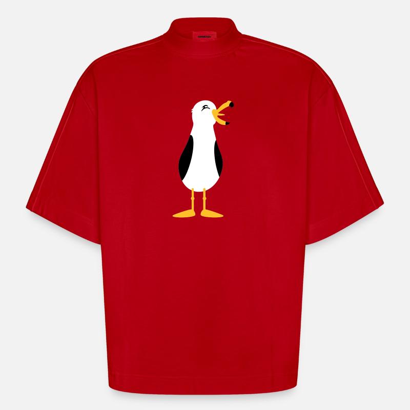 Möwe / seagull (3c) - Heavyweight Oversized Organic Boxy T-Shirt Made in EU - Rot
