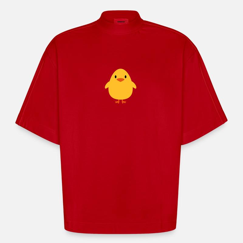 Doux petit poussin - T-shirt bio épais oversize Boxy fabriqué en UE - rouge