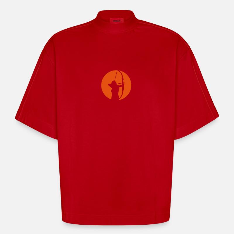 Bogenschießen Bogenschießen Logo bogenschieben3 - Heavyweight Oversized Organic Boxy T-Shirt Made in EU - Rot