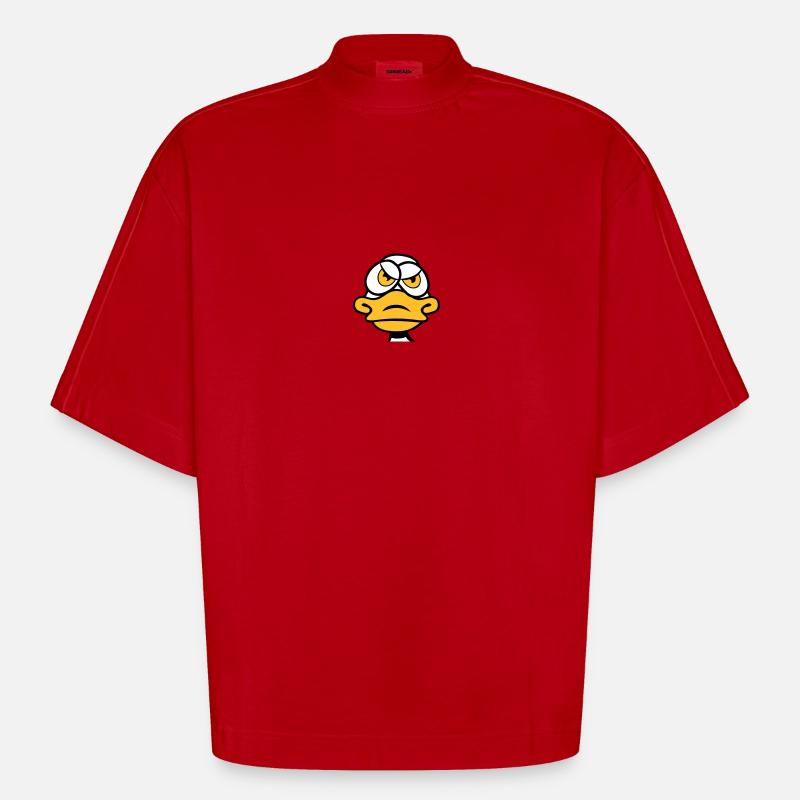 Duck in a bad mood evil - Heavyweight Oversized Organic Boxy T-Shirt Made in EU - red
