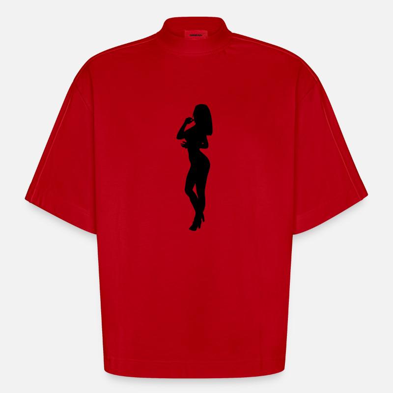 Frau Körper Silhouette Vektor-Design - Heavyweight Oversized Organic Boxy T-Shirt Made in EU - Rot