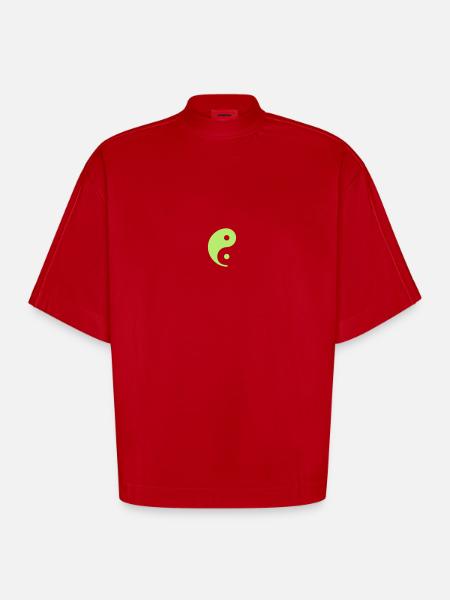 YIN & YANG - just 01 - Heavyweight Oversized Organic Boxy T-Shirt Made in EU - red