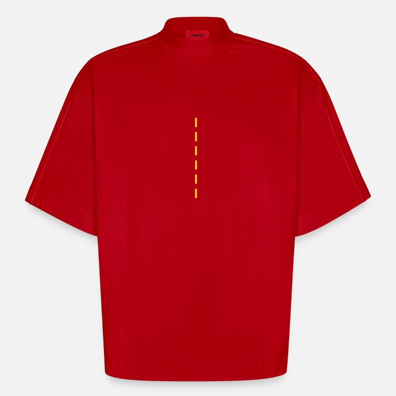 Strichellinie / dashed (1c) - Heavyweight Oversized Organic Boxy T-Shirt Made in EU - red
