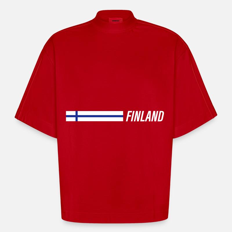 Finnland Flagge - Heavyweight Oversized Organic Boxy T-Shirt Made in EU - Rot