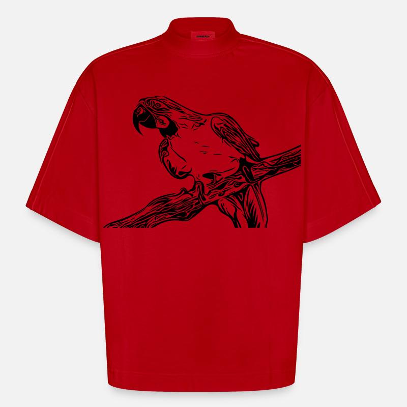 Papagei - Heavyweight Oversized Organic Boxy T-Shirt Made in EU - Rot