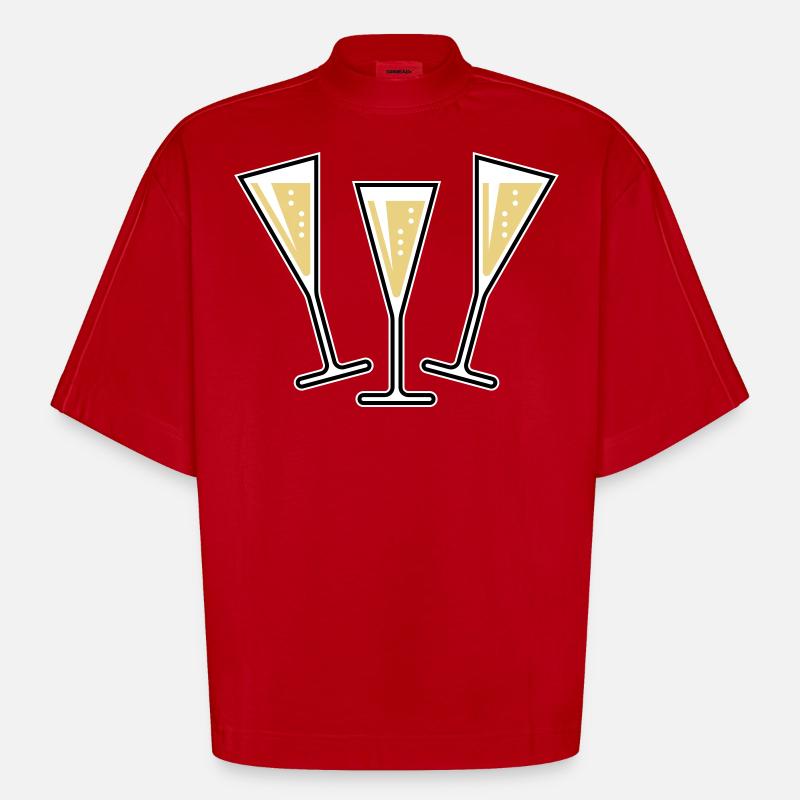 XAufUnsDrei ! (3) - T-shirt bio épais oversize Boxy fabriqué en UE - rouge