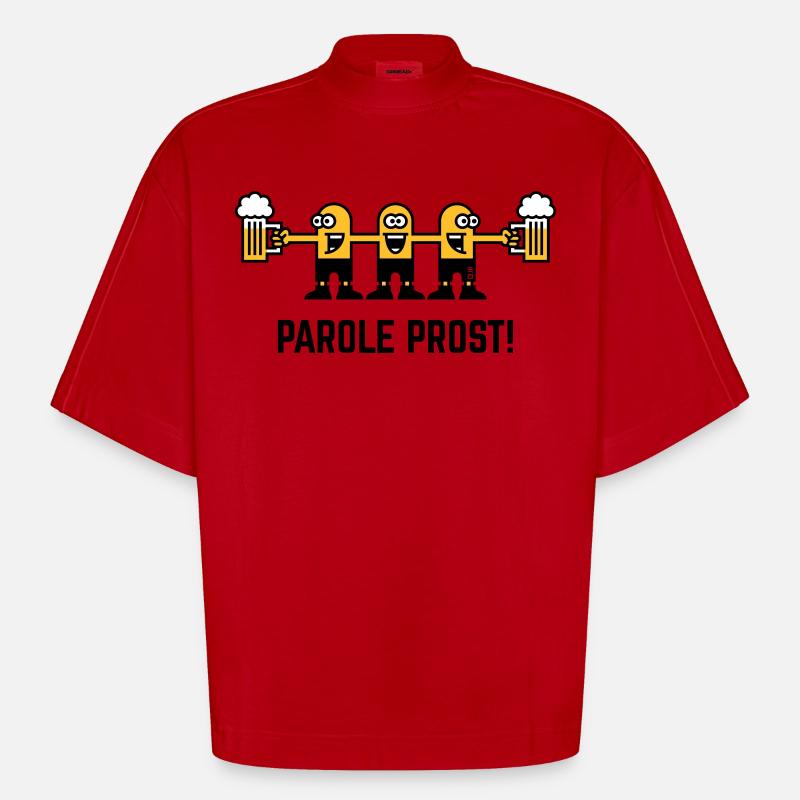 Parole Prost! (Bier / Biertrinker / 3C) - Heavyweight Oversized Organic Boxy T-Shirt Made in EU - Rot