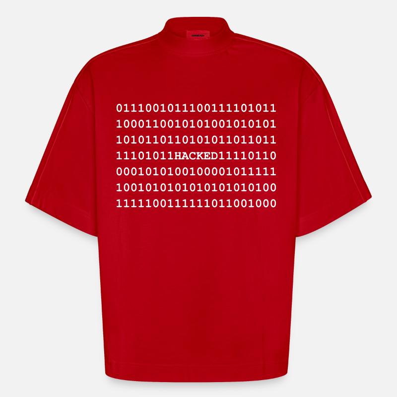 Hacked - Hacker - Nerd - Noob - Matrix - Heavyweight Oversized Organic Boxy T-Shirt Made in EU - Rot