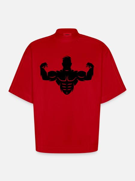 Bodybuilder (Culturisme / Biceps / Biscoteau) - T-shirt bio épais oversize Boxy fabriqué en UE - rouge