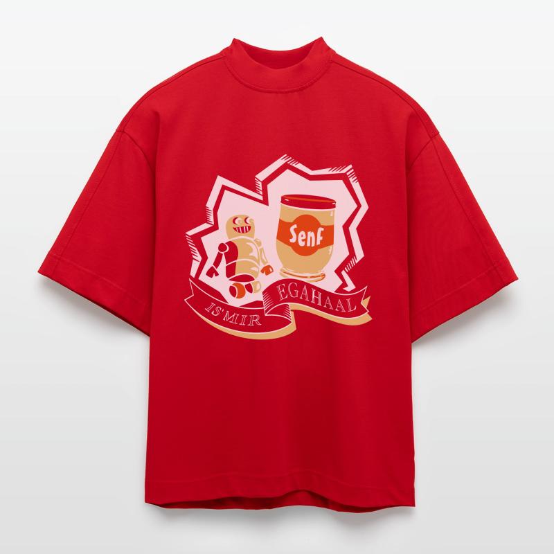 Roboter mit Senf = IS MIR EGAL Heavyweight Oversized Organic Boxy T-Shirt Made in EU