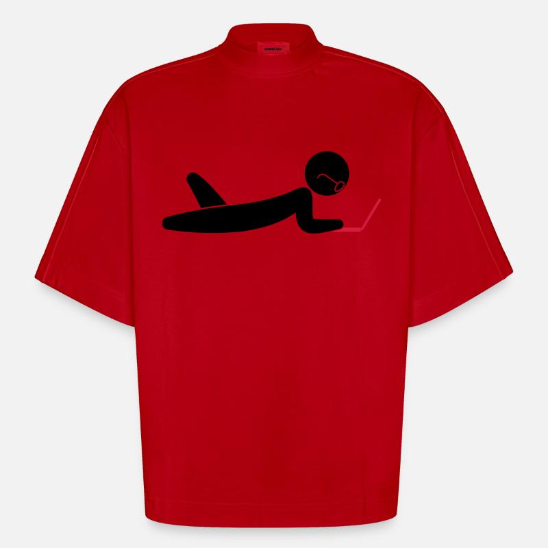 Ein Programmierer mit einem Laptop - Heavyweight Oversized Organic Boxy T-Shirt Made in EU - Rot