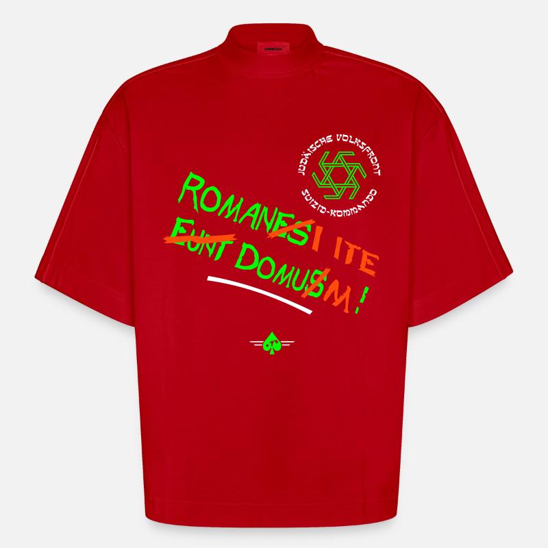 Volksfront (3col) - Heavyweight Oversized Organic Boxy T-Shirt Made in EU - Rot