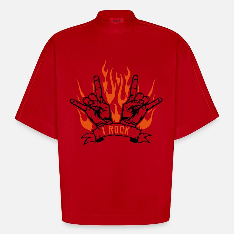 I rock - Heavyweight Oversized Organic Boxy T-Shirt Made in EU - Rot