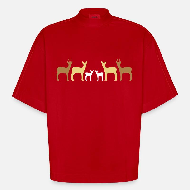 Cerf serrer les coudes vekt - T-shirt bio épais oversize Boxy fabriqué en UE - rouge