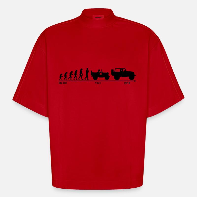 jeep evolution - Heavyweight Oversized Organic Boxy T-Shirt Made in EU - Rot