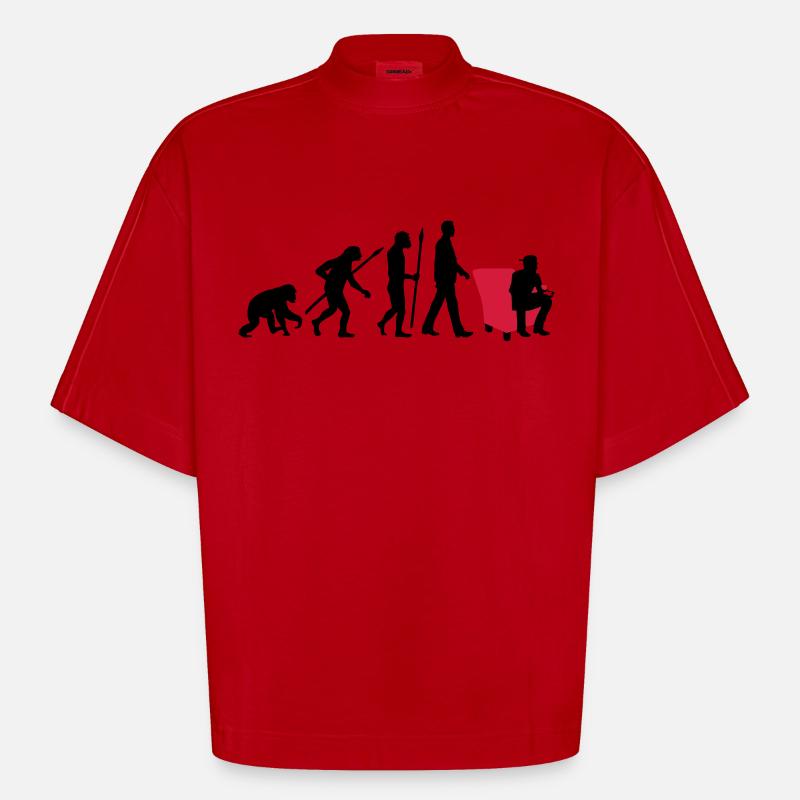 evolution_of_man_pc_console_gamer02_2c - Heavyweight Oversized Organic Boxy T-Shirt Made in EU - Rot