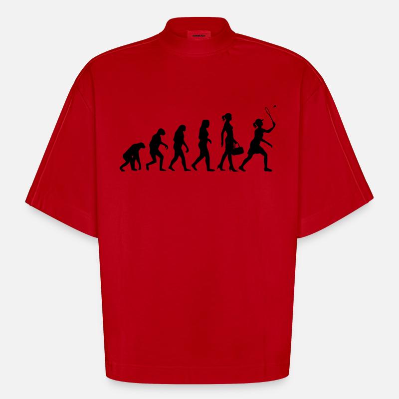 Evolution Women's Badminton - Heavyweight Oversized Organic Boxy T-Shirt Made in EU - red