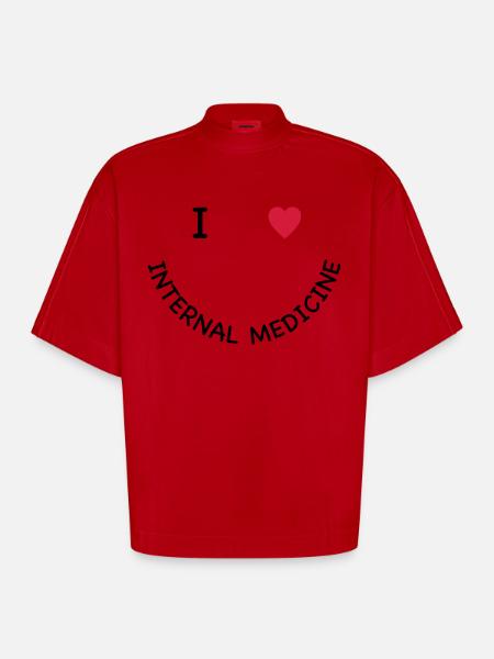 I love internal medicine - Heavyweight Oversized Organic Boxy T-Shirt Made in EU - red