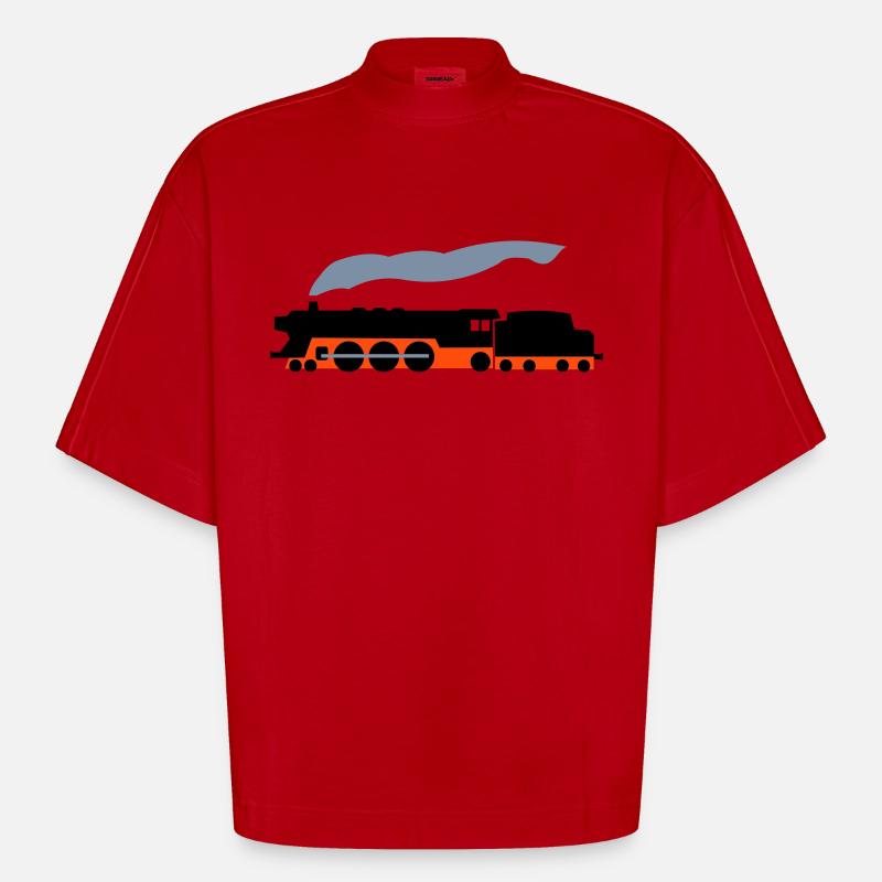 Dampflok - Heavyweight Oversized Organic Boxy T-Shirt Made in EU - Rot