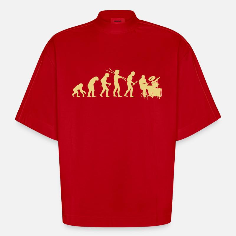 Evolutionary development - Heavyweight Oversized Organic Boxy T-Shirt Made in EU - red