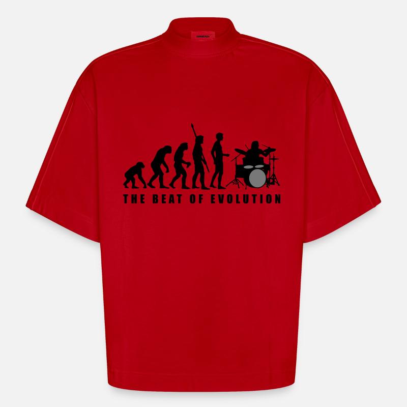 evolution_drummer_c_2c - T-shirt bio épais oversize Boxy fabriqué en UE - rouge