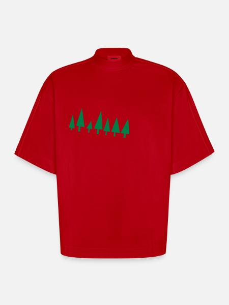 trees - Heavyweight Oversized Organic Boxy T-Shirt Made in EU - red