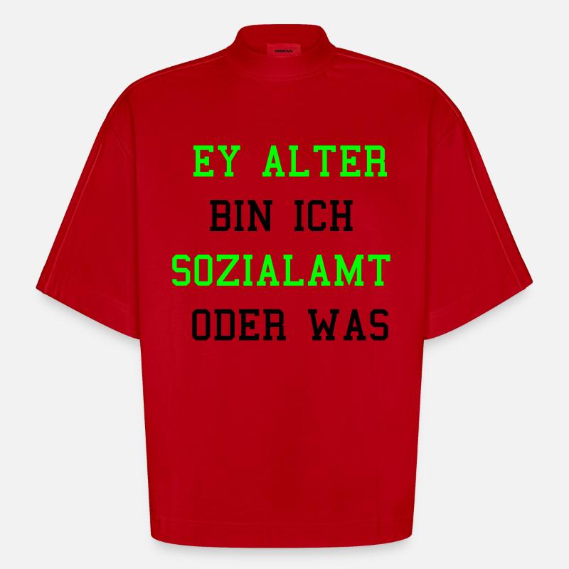 Sozialamt oder Was - Heavyweight Oversized Organic Boxy T-Shirt Made in EU - Rot