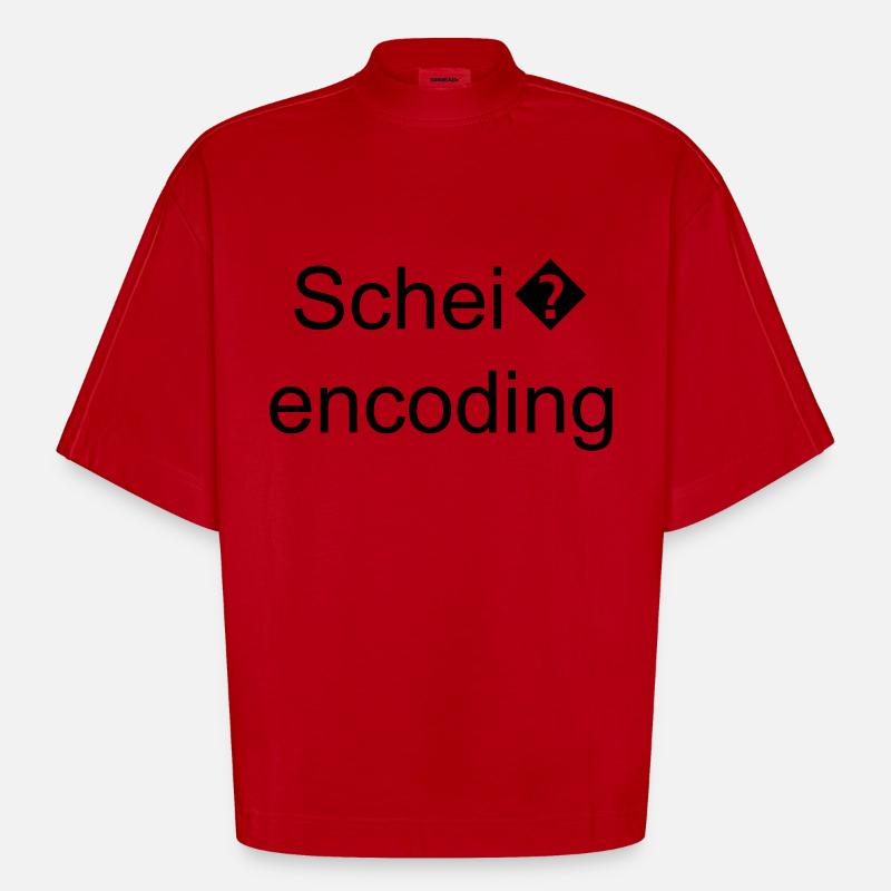 Schei� encoding - Heavyweight Oversized Organic Boxy T-Shirt Made in EU - Rot