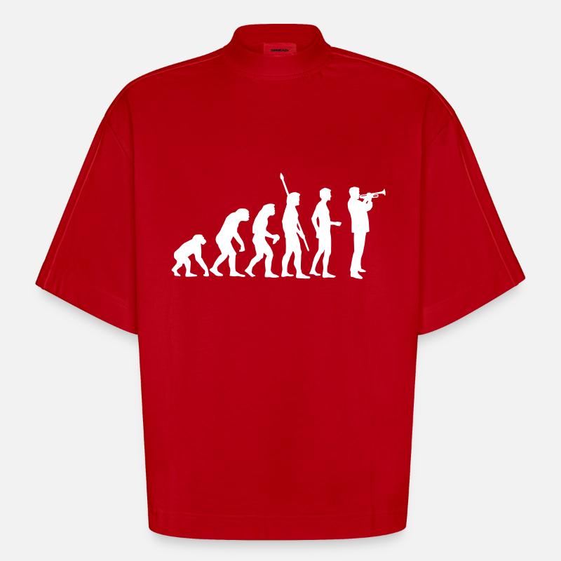 evolution_trompeter - T-shirt bio épais oversize Boxy fabriqué en UE - rouge