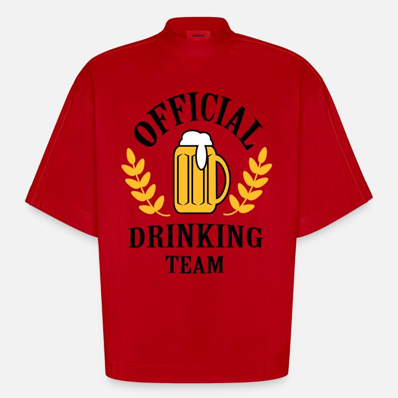 official_drinking_team - Heavyweight Oversized Organic Boxy T-Shirt Made in EU - Rot