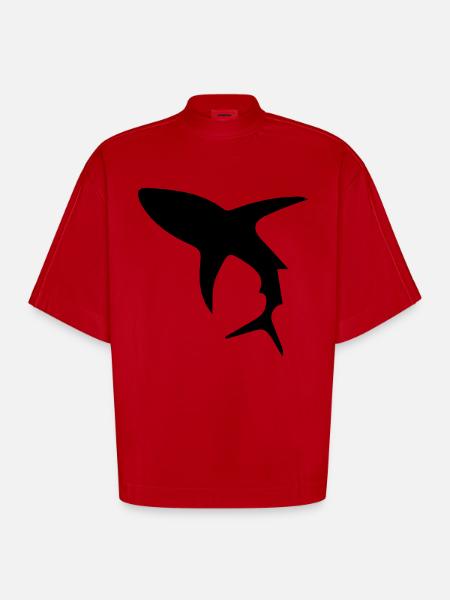 Shark - Heavyweight Oversized Organic Boxy T-Shirt Made in EU - Rot