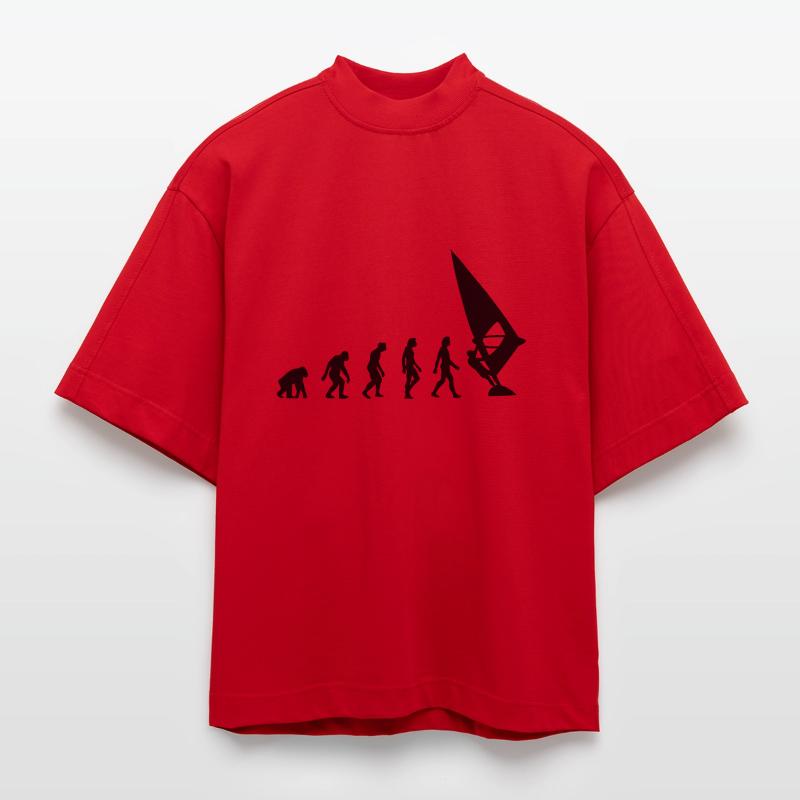Die Evolution von Windsurfing Heavyweight Oversized Organic Boxy T-Shirt Made in EU