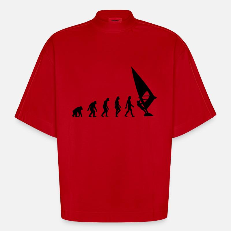 Die Evolution von Windsurfing - Heavyweight Oversized Organic Boxy T-Shirt Made in EU - Rot