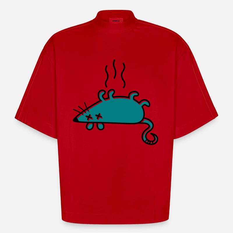 Une souris morte - T-shirt bio épais oversize Boxy fabriqué en UE - rouge