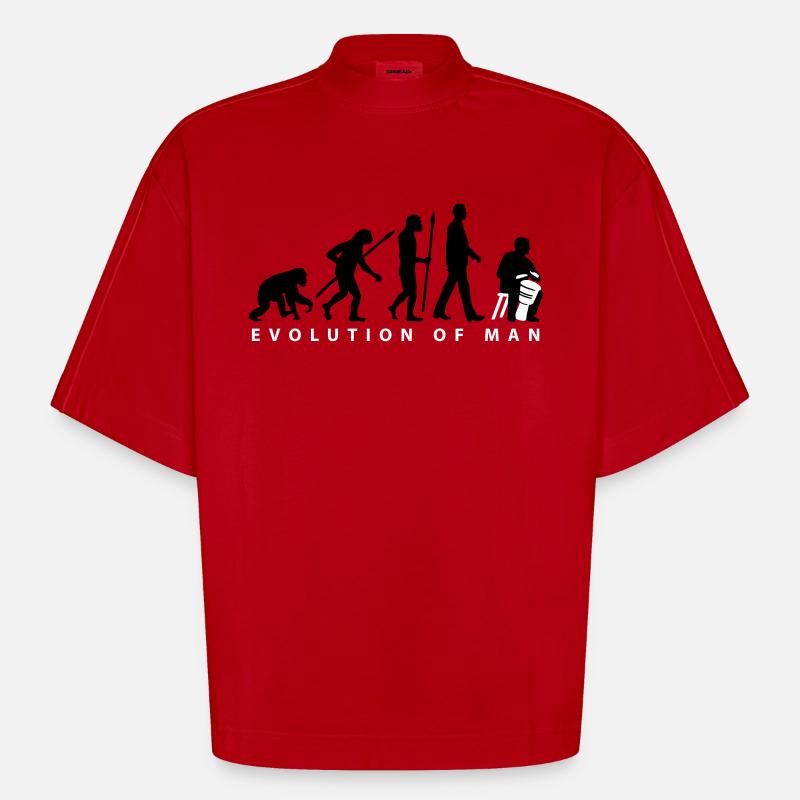 Evolution Djembe Trommler - Heavyweight Oversized Organic Boxy T-Shirt Made in EU - Rot