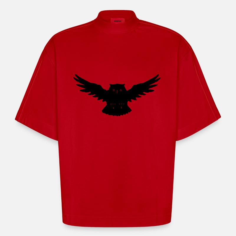 Eule im Angriff - Heavyweight Oversized Organic Boxy T-Shirt Made in EU - Rot
