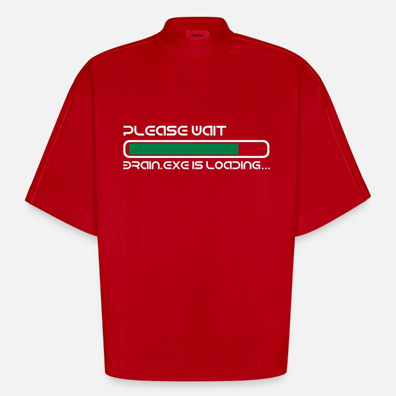 BRAIN IS LOADING - T-shirt bio épais oversize Boxy fabriqué en UE - rouge