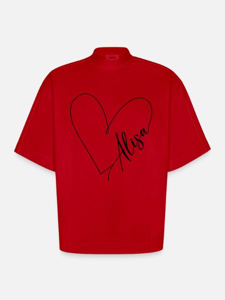 Alisa Name Herzlinie - Heavyweight Oversized Organic Boxy T-Shirt Made in EU - Rot