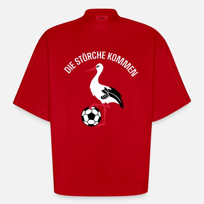 Fußball Storch - Heavyweight Oversized Organic Boxy T-Shirt Made in EU - Rot